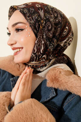 Etnik Desen Flamu Cotton Eşarp Bej - Günün Seçilenleri