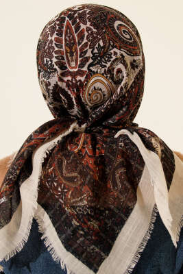 Etnik Desen Flamu Cotton Eşarp Bej - Günün Seçilenleri