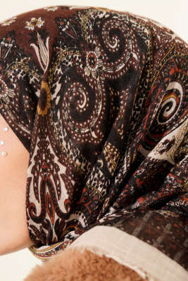 Etnik Desen Flamu Cotton Eşarp Bej - Günün Seçilenleri