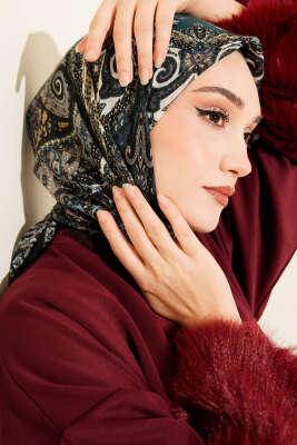 Etnik Desen Flamu Cotton Eşarp Siyah - Günün Seçilenleri