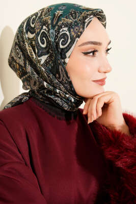 Etnik Desen Flamu Cotton Eşarp Siyah - Günün Seçilenleri