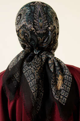 Etnik Desen Flamu Cotton Eşarp Siyah - Günün Seçilenleri