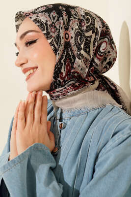 Etnik Desen Flamu Cotton Eşarp Taş - Başörtüsü