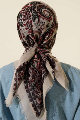 Etnik Desen Flamu Cotton Eşarp Taş - Başörtüsü
