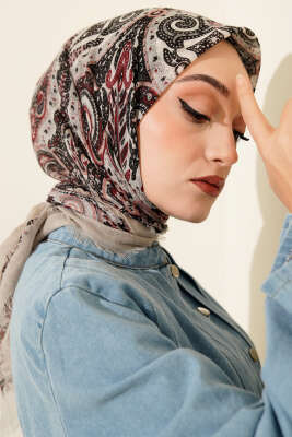 Etnik Desen Flamu Cotton Eşarp Taş 