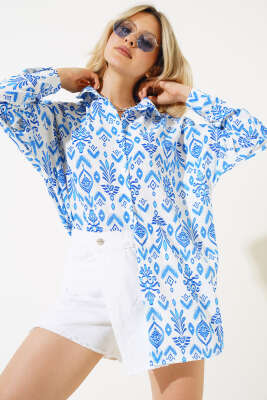 Etnik Desen Gömlek Saks - BIGDART