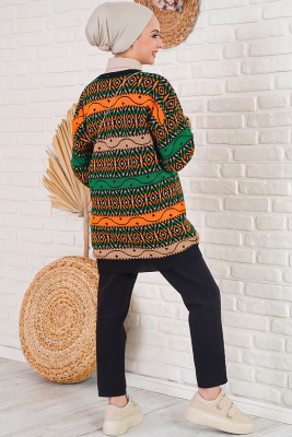 Etnik Desen Kadın Hardal Tunik - Tunik