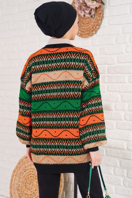 Etnik Desen Kadın Oranj Tunik - Tunik