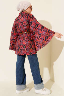 Etnik Desen Kemerli Scuba Panço Bordo - Panço