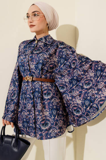 Etnik Desen Kemerli Scuba Panço Lacivert - Panço