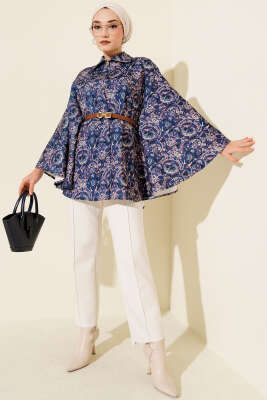 Etnik Desen Kemerli Scuba Panço Lacivert - Panço