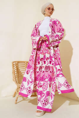 Etnik Desen Kimono İkili Takım Menekşe - 2