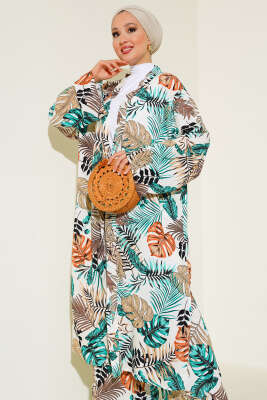 Etnik Desen Kimono İkili Takım Mint - 2