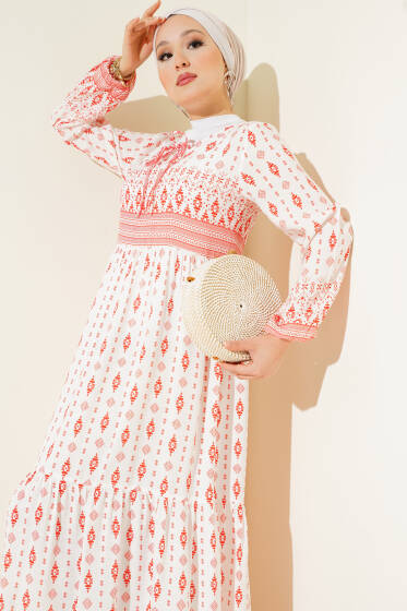 Etnik Desenli Elbise Alizarin - Elbise