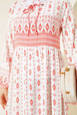 Etnik Desenli Elbise Alizarin - Tesettür Elbise