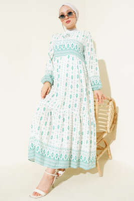 Etnik Desenli Elbise Benetton - Tesettür Elbise