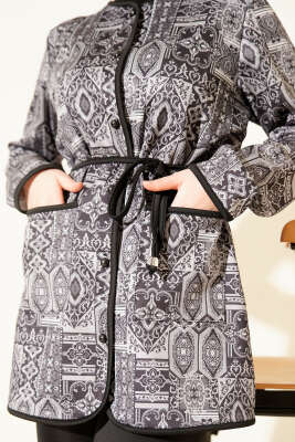 Etnik Desenli İp Bağcıklı İkili Takım Siyah - İkili Takım