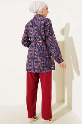 Etnik Desenli Kemerli İkili Takım Mürdüm - 700-1000 TL Ürünler