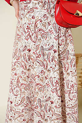 Etnik Desenli Scuba Etek Bej - Etek