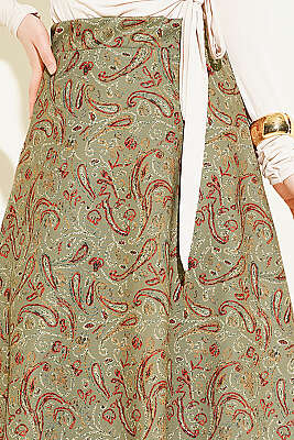 Etnik Desenli Scuba Etek Haki - Etek