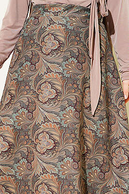 Etnik Desenli Scuba Etek Kayrak Grisi - Etek