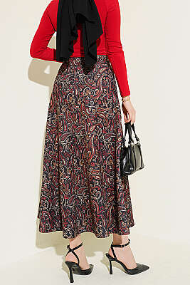 Etnik Desenli Scuba Etek Siyah - Etek