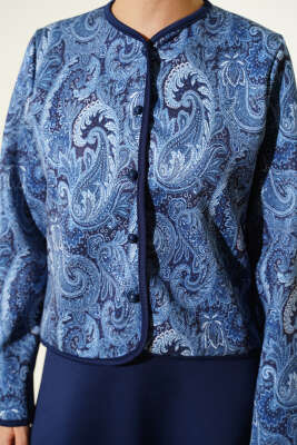 Etnik Desenli Scuba Etekli İkili Takım Lacivert - İkili Takım