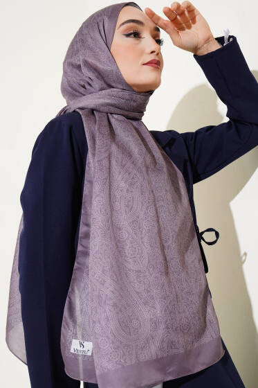 Etnik Motifli Şal Duman Gri - Başörtüsü