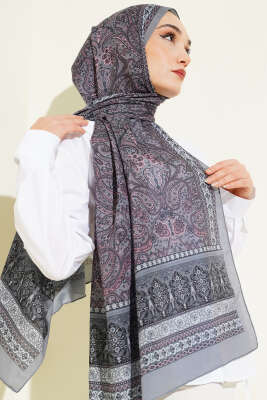 Etnik Paisley Desen Şal Kayrak Grisi - Başörtüsü