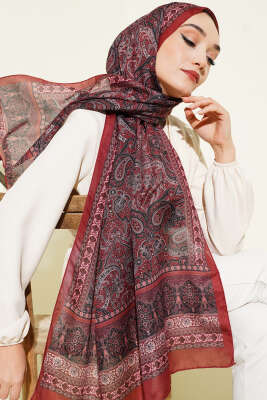 Etnik Paisley Desen Şal Kiremit 