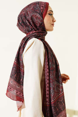 Etnik Paisley Desen Şal Kiremit - Başörtüsü