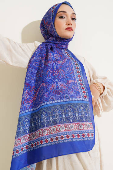 Etnik Paisley Desen Şal Saks - Başörtüsü