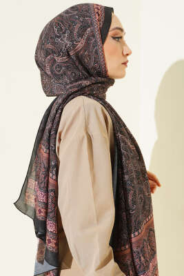 Etnik Paisley Desen Şal Siyah - Başörtüsü