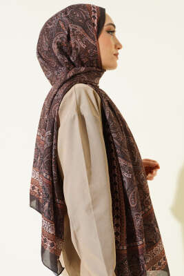 Etnik Paisley Desen Şal Siyah Kahve - Başörtüsü