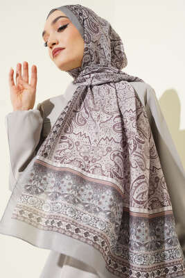 Etnik Paisley Desen Şal Taş Gri - SARPA