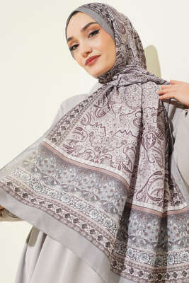 Etnik Paisley Desen Şal Taş Gri - Başörtüsü