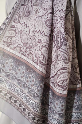 Etnik Paisley Desen Şal Taş Gri - Başörtüsü