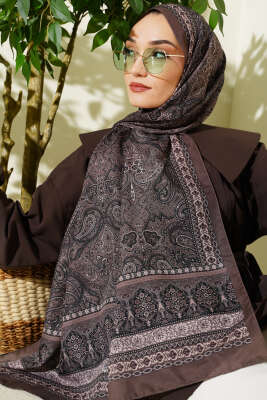 Etnik Paisley Desen Şal Vizon 
