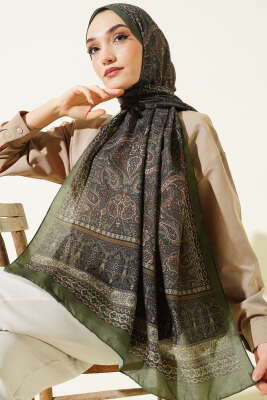 Etnik Paisley Desen Şal Zümrüt - Başörtüsü