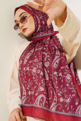 Etnik Paisley Soft Şal Bordo 