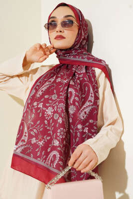 Etnik Paisley Soft Şal Bordo - Başörtüsü
