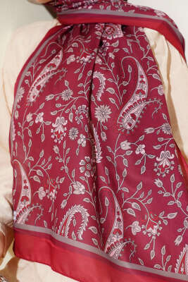 Etnik Paisley Soft Şal Bordo - Başörtüsü