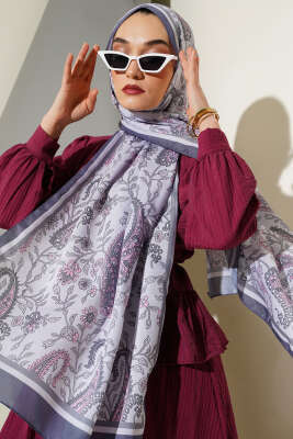 Etnik Paisley Soft Şal Gri 