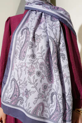 Etnik Paisley Soft Şal Gri - Başörtüsü