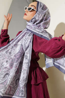 Etnik Paisley Soft Şal Gri - Başörtüsü