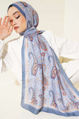 Etnik Paisley Soft Şal İndigo - Başörtüsü