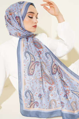 Etnik Paisley Soft Şal İndigo 