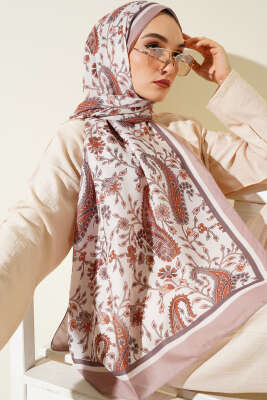 Etnik Paisley Soft Şal Latte - Başörtüsü