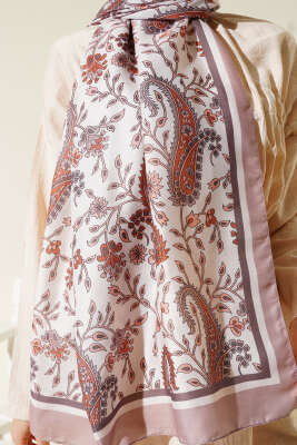 Etnik Paisley Soft Şal Latte - Başörtüsü