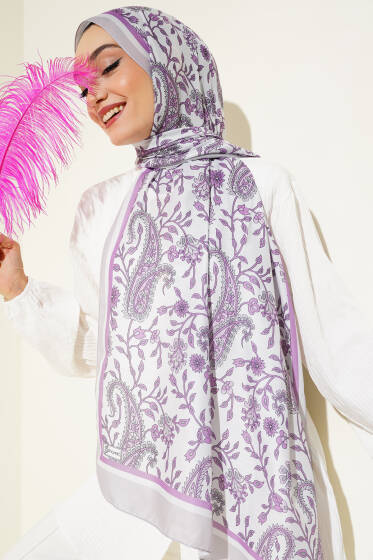 Etnik Paisley Soft Şal Lila - Başörtüsü